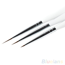 3Pcs Acrylic French Nail Art Liner Painting Drawing Pen Brush Tool Set Kit 3EU6