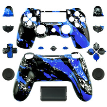 Replacement parts Custom blue splatter controller shell case & matching buttons for sony playstation 4 PS4 Accessories