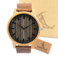 New arrival Hot Sale japanese miyota 2035 movement wristwatches genuine leather stripe bamboo wooden watches for