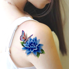 Coolest Sexy 90*190mm Rose Butterfly Tattoo Pattern Sticker Waterproof Summer Beach Temporary Body Art FREE SHIPPING