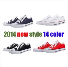 With BOX!Hot sale canvas shoes 14 colors low&high style classic Canvas Shoes,Lace up women&men Sneakers,lovers shoes