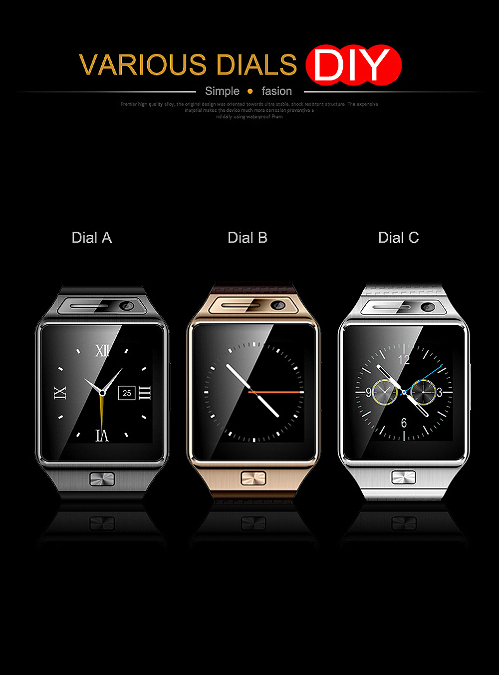  gv08 smart  gv08s bluetooth smartwatch  android     2.0mp   sim   sd tf