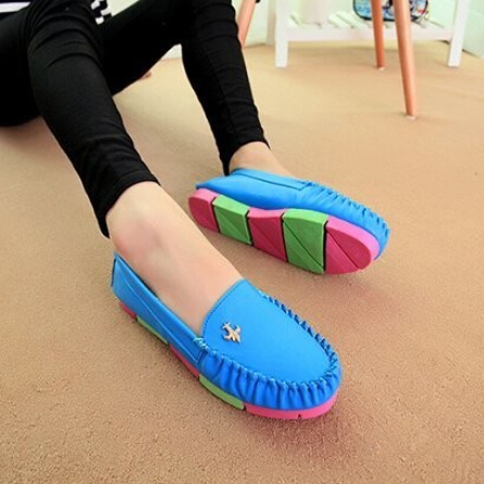 2015 new good quality women PU leather shoes flats sneakers colour fashion casual platform waterproof soft