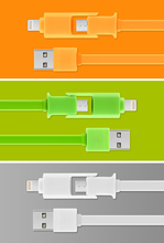 Wholesale 50pcs 2 in 1 micro usb cable data for samsung data cable for iphone5 usb data cable charger for xiaomi charger cable