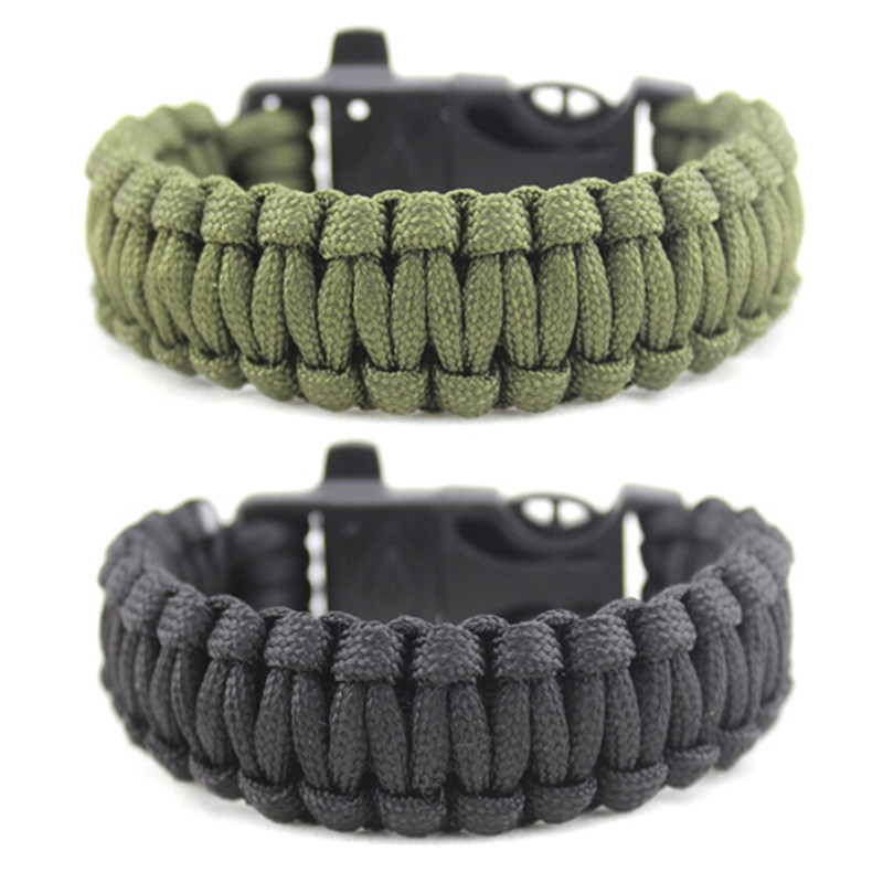 Outdoor Survival Bracelet Kits men Wristbands Emergency Rope Gear Whistle Flint Fire Starter Scraper Camping Hiking