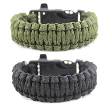 Outdoor Survival Bracelet Kits men Wristbands Emergency Rope Gear Whistle Flint Fire Starter Scraper Camping Hiking