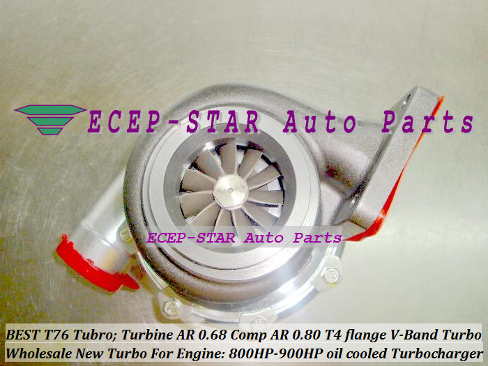 Turbocharger Turbo only oil cooled T76 Turbine AR 0.68 Comp AR 0.80 800HP-900HP T4 Turbo charger T4 flange V-Band (5)