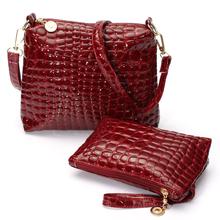 Women Fashion Leather Casual 2PCS Crocodile Shoulder Bag Messenger Crossbody Quilted Women Clutch Composite Handbags Bags Set