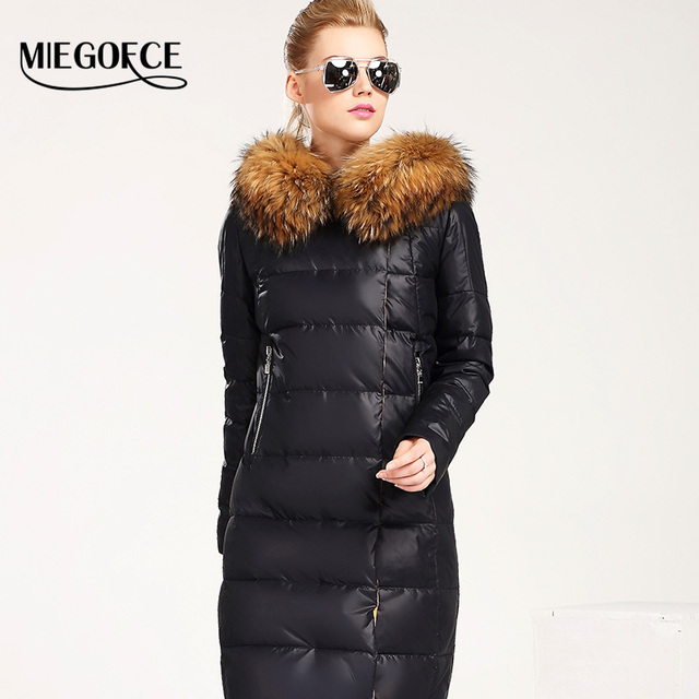 MIEGOFCE 2016 New Winter Collection Women Down Coat Jacket Warm Woman Down Parka with a Real Raccoon Fur Winter Coat Women