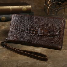 Aaron Brand New Alligator Pattern Men s Genuine Leather Clutches Crazy Horse Leather Casual Men Wallet
