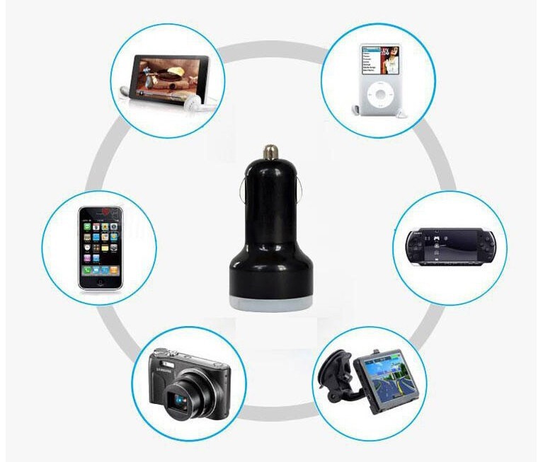 Crystal Micro Auto 2.1A 1A Universal Dual 2 Port USB Car Charger for iPad,for iPhone 5 4G 3GS and Cell Phone PDA Mp3 Mp4 (2)