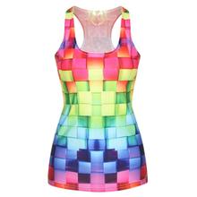 WOMENS Digital Print Blouse Gothic Punk Club Street Style T Shirt Top Vest