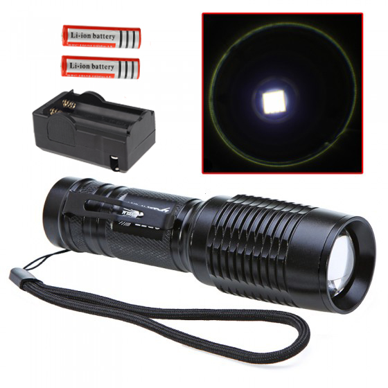 CREE XML T6 5 Modes 2000 Lumens LED Flash Light Zoomable Flashlight Torch Lamp Lantern For Camping Hunting+18650 Battery+Charger