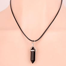 2015 Fine Jewelry Hexagonal Column Necklace Natural Quartz turquoise Agate Amethyst Stone Pendant Rope Necklace For