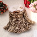 2016 Baby Girls Fashion Outerwear Children Cute Leopard Print Faux Fur Coat Autumn Winter Warm Kids