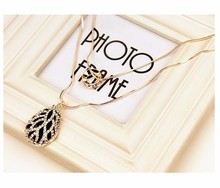 Hot On Sale Temperament Golden Double Long Sweater Chain Set with Hollow Water drop Pandent Women
