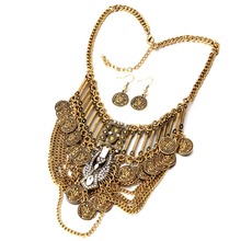 Gros Collier Femme Statement Chain Collar Joyas De Plata Boho multi layer Necklace Jewelry Coin Maxi