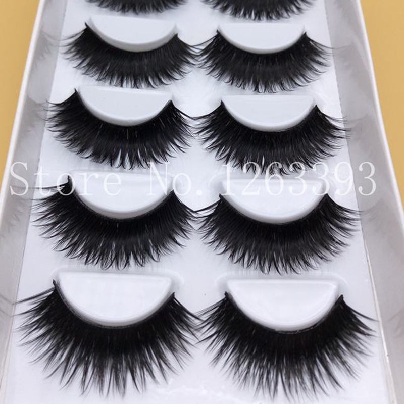 Hot Saleing False EyeLashes 1 Box 6 Pairs Thick Black False Eyelashes Makeup Tips Natural Smoky