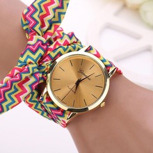 2015 Hot Fashion Women Aztec Tribal Floral Cloth Quartz Dial Wristwatch Watch