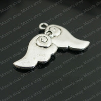 (27006)Fashion Jewelry Findings,Accessories,Vintage charm,pendant,Alloy Antique Silver 17*10MM Wing 50PCS