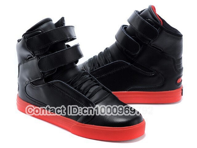 Wholesale 2015 Justin Bieber T&K Original Terry Kennedy Black Red Full Grain Leather Society High Top Skateboarding Shoes_1