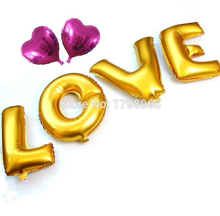 globos 4pcs/lot golden/Silver love letters balloon foil balloons air baloes noiva baloon wedding decorations marriage party