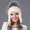 Russia winter hats for women genuine mink fur hat with silver fox fur 2016 lady s