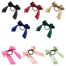 Lackingone Summer style hair accessories 1X Women Tiara Satin Ribbon Bow Hair Band Rope Scrunchie Ponytail
