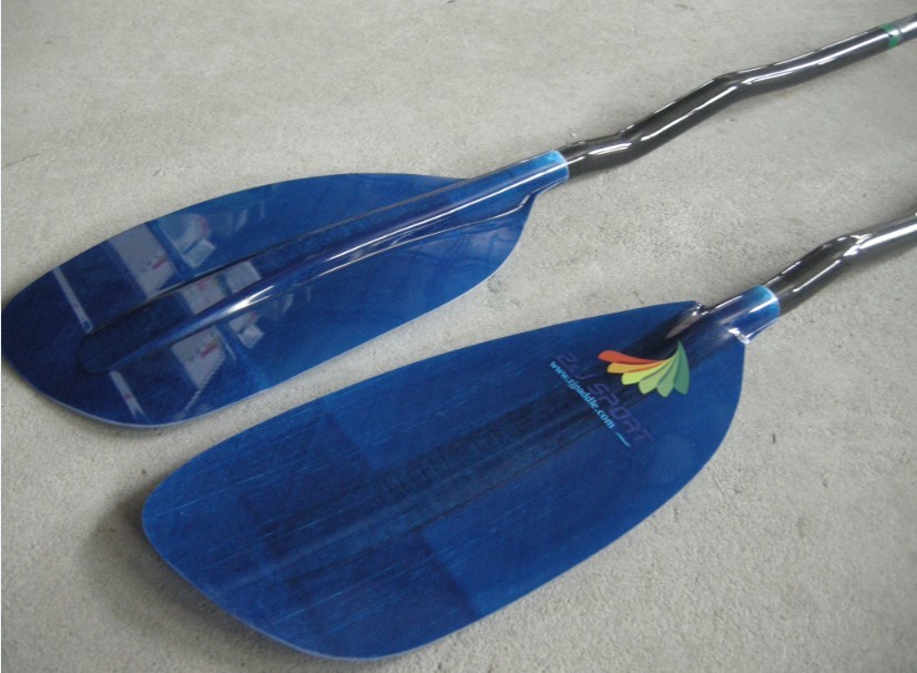 Strong Durable Blue Fiber Blade WhiteWater Paddle With Bent Carbon