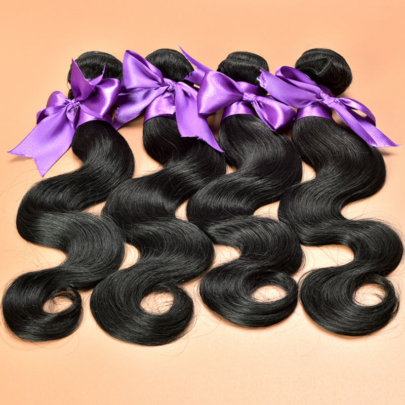 Brazilian body wave cheap unprocessed remy 100 brazilian virgin hair 4pcs real human hair extensions natural black hair full end