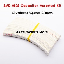 0805 SMD Ceramic Capacitor Assorted Kit 1pF~10uF 50values*25pcs=1250pcs Chip Ceramic Capacitor Samples kit