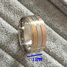 Luxury Brand large wide 12mm 316 Titanium Steel 18K white rose yellow gold plated pray Letter