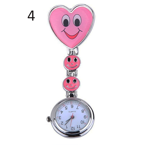 Adorable Kid s Children s Smiling Faces Heart Clip On Pendant Nurse Fob Brooch Pocket Watch