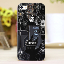 Broken rupture damaged Design Customized transparent case cover cell mobile phone cases for iphone 4 4s 5 5c 5s hard shell