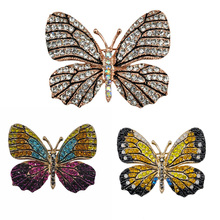 Crystal Rhinestone Butterfly Brooch Lifelike Insect Fashion Jewelry Animal Garment Accessory 2016 Factory Sale