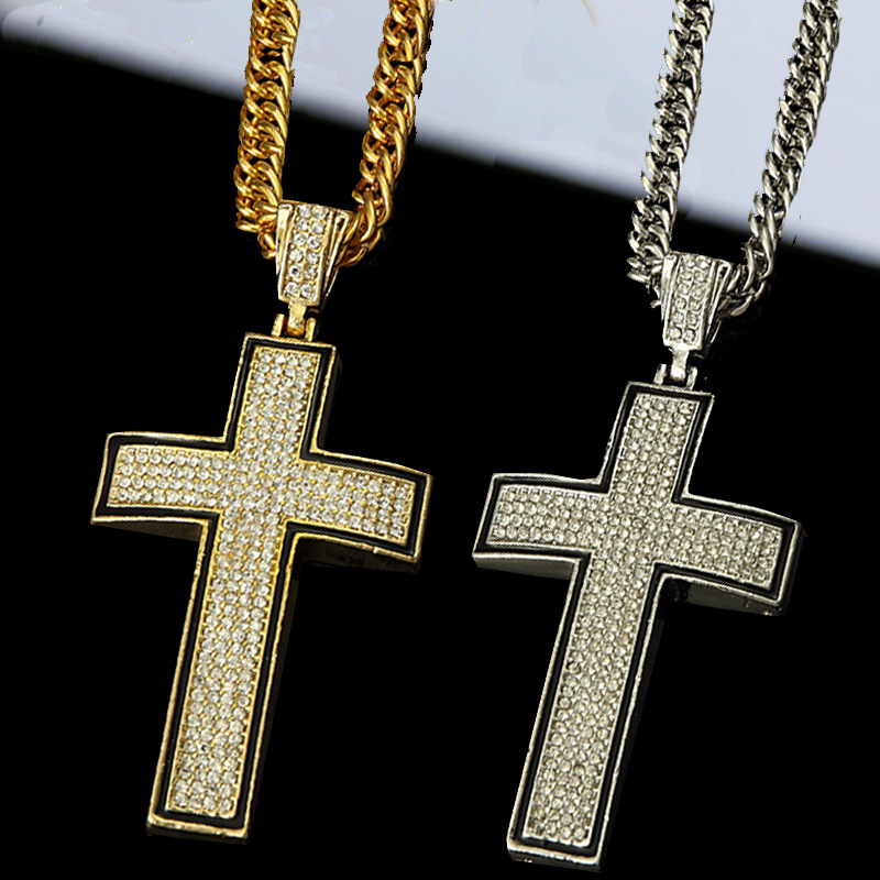Hip Hop 18K Gold/Silver Plated Rapper Vintage Crystal Cross Pendant