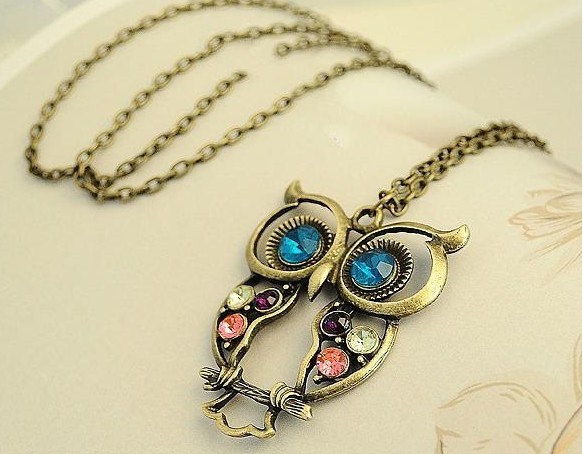 Vintage Jewelry Crystal Owl Pedants Neckalce For Women 2015 New Statement Collar Necklaces Wholesale Price
