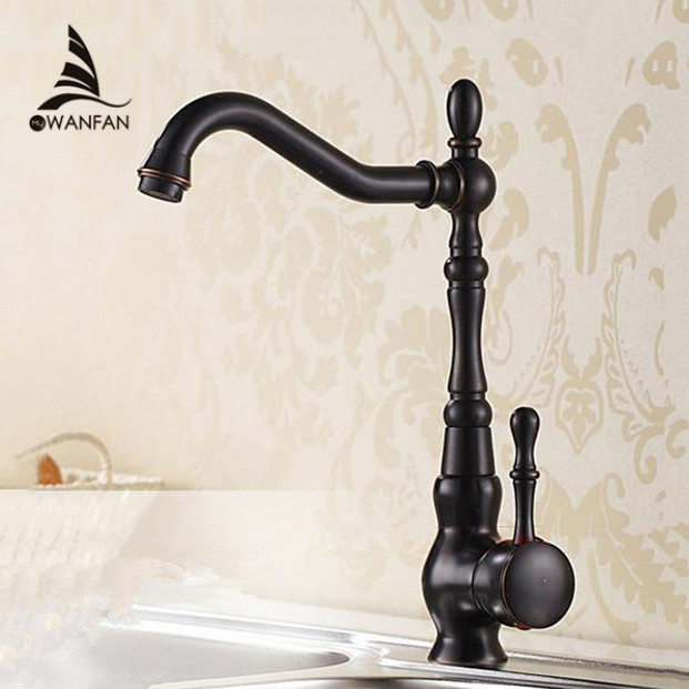 Oil Rubbed Black Bronze Swivel Singe Handle Bathroom Basin Kitchen Deck Mounted Sink Mixer Tap Faucet 0146R