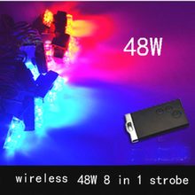 Wireless 48W High power Auto Emergency Warning Car driving LED Lamp daytime running caution light DRL Red blue strobe flash