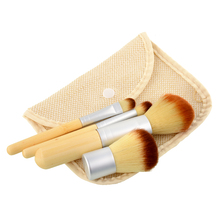 Hot New Portable 4Pcs Natural Bamboo Handle Cosmetics Powder Makeup Brush Beauty Face Set Tool Convenient