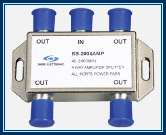 4 way SAT signal amplifier splitter SB 2004AMP all ports single way passing current Free Shipping