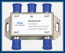 4-way SAT signal amplifier splitter, SB-2004AMP all ports single way passing current, Free Shipping