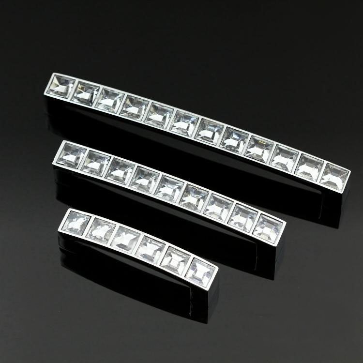30Pcs Crystal Cabinet Handle With Zinc Alloy Chrome Metal Part(C.C.:64, Length:70mm)
