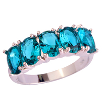 2015 Cocktail Jewelry Ring Vintage Style Oval Cut Green Topaz 925 Silver Ring Fashion Jewelry Size 6 7 8 9 10 Wholesale