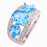 New Fashion Jewelry Fancy Adorable Blue Topaz 925 Silver Fashion Ring Size 7 8 9 10 11 12 For Free Shipping Wholesale