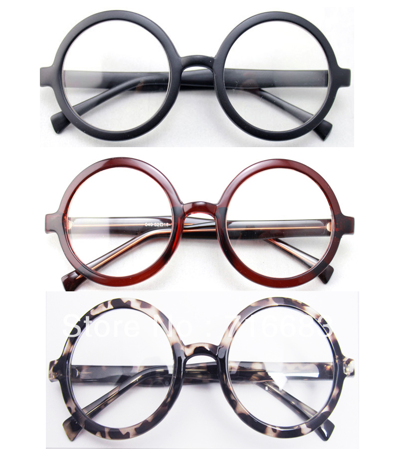 Large Size Oversized Retro Vintage Harry Potter Round Eyeglass Frame Black Brown Leopard Optical