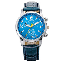 2015 nuevos hombres de pulsera cuero moda de lujo Blue Ray crystal reloj análogo de cuarzo relojes Casual cool man relojes