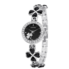 KIMIO Women Crystal Watch Elegant Crystal Watch for Lady Dress Watches Lucky Four leaf Clover Design