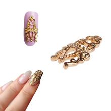 10pcspack  New Alloy 3D Nail Art Decorations Gold Silver Hollow Out Nail Art Stickers Slices Decoration DIY Beauty
