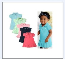 Wholesale Prices processing New London style baby girls children dress princess dress kids dress Mesh cotton lapel tennis